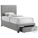 Kaycee Rhyan Smoke Fabric Twin Upholstered Storage Bed