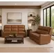 Channing Renaissance Cinnamon Leather Zero Gravity Triple Power Reclining Living Room Set with Nailhead Trim and USB Charging