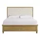 Oakmere Beige and Natural Queen Upholstered Storage Panel Bed