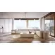Rhythm Sun Drenched Oak and Neutral Metallic Rectangular Occasional Table Set with Travertine Top