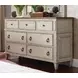 Southbury Parchment and Brown 7 Drawer Dresser with Rectangular Landscape Mirror