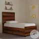 Urban Rustic Brushed Wheat Twin Bed with Storage