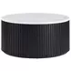 Colvin Black and White Round Marble Top Coffee Table with Casters