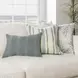 Tranquil Coasts Harbor Stripe Ivory and Blue Square Accent Pillow Set of 2