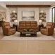 Channing Renaissance Cinnamon Leather Zero Gravity Triple Power Reclining Living Room Set with Nailhead Trim and USB Charging