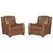 Channing Renaissance Cinnamon Leather Upholstered Accent Chair with Nailhead Trim Set of 2