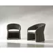 Salinas Dark Umber and White Performance Fabric Outdoor Arm Chair