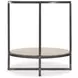 Harlow Bronze And White Travertine Stone Metal Round Chairside Table