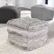 Performance Fallon Gray and Beige Square Outdoor Pouf