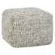 Shades Performance Vico Ivory and Gray Square Outdoor Pouf