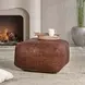 Poufs Leather Kona Brown Leather Square Accent Pouf