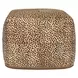 Poufs Leopard Hide Camel and Black Leather Square Accent Pouf