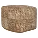 Poufs Leopard Hide Camel and Black Leather Square Accent Pouf