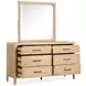 Somerset Butternut 6 Drawer Dresser with Rectangular Mirror