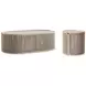 Trellis Brown and Beige Oval Outdoor Occasional Table Set