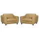 Willowmere Renaissance Marigold Leather Upholstered Chair and A Half Set of 2