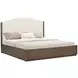 Athens Ivory and Chocolate Performance Fabric King Upholstered Panel Bed