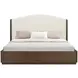 Athens Ivory and Chocolate Performance Fabric King Upholstered Panel Bed