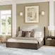 Athens Ivory and Chocolate Performance Fabric King Upholstered Panel Bed