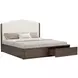 Athens Ivory and Chocolate Performance Fabric King Upholstered Storage Panel Bed