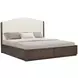 Athens Ivory and Chocolate Performance Fabric King Upholstered Storage Panel Bed