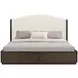 Athens Ivory and Chocolate Performance Fabric King Upholstered Storage Panel Bed