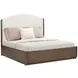 Athens Ivory and Chocolate Performance Fabric Queen Upholstered Panel Bed
