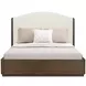 Athens Ivory and Chocolate Performance Fabric Queen Upholstered Panel Bed