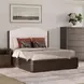 Athens Ivory and Chocolate Performance Fabric Queen Upholstered Panel Bed