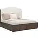 Athens Ivory and Chocolate Performance Fabric Queen Upholstered Storage Panel Bed