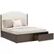 Athens Ivory and Chocolate Performance Fabric Queen Upholstered Storage Panel Bed