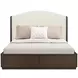 Athens Ivory and Chocolate Performance Fabric Queen Upholstered Storage Panel Bed