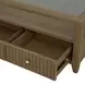 Reed Driftwood Oak Square Glass Top Coffee Table with Casters
