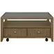 Reed Driftwood Oak Square Glass Top Coffee Table with Casters