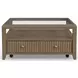 Reed Driftwood Oak Square Glass Top Coffee Table with Casters