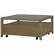 Reed Driftwood Oak Square Glass Top Coffee Table with Casters