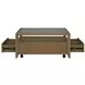 Reed Driftwood Oak Square Glass Top Coffee Table with Casters