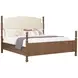 Azalea Oatmeal and Walnut Performance Fabric King Upholstered Panel Bed