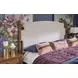 Azalea Oatmeal and Walnut Performance Fabric King Upholstered Panel Bed