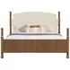 Azalea Oatmeal and Walnut Performance Fabric King Upholstered Panel Bed