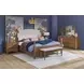 Azalea Oatmeal and Walnut Performance Fabric King Upholstered Panel Bed