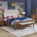 Azalea Oatmeal and Walnut Performance Fabric King Upholstered Panel Bed