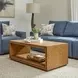 Waterfall Light Oak Rectangular Coffee Table with Casters