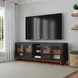 Waterfall Deep Ebony and Brown 92" TV Stand with USB Charging