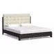 Waterfall Cream and Deep Ebony Performance Fabric King Upholstered Panel Bed