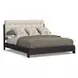 Waterfall Cream and Deep Ebony Performance Fabric King Upholstered Panel Bed