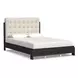 Waterfall Cream and Deep Ebony Performance Fabric Queen Upholstered Panel Bed