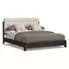Waterfall Cream and Deep Ebony Performance Fabric Queen Upholstered Panel Bed