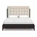 Waterfall Cream and Deep Ebony Performance Fabric Queen Upholstered Panel Bed