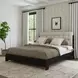 Waterfall Cream and Deep Ebony Performance Fabric Queen Upholstered Panel Bed